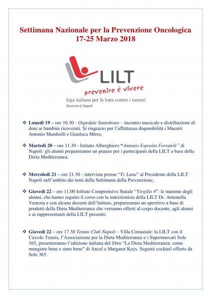 Settimana Nazionale per la Prevenzione Oncologica 2018